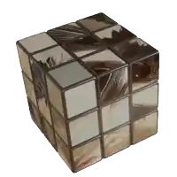 a rubik 's cube with feathers on it