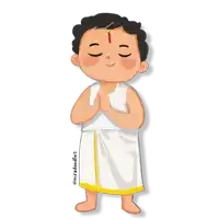 a cartoon drawing of a boy with a red dot on his forehead and a yellow stripe on the bottom