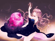 anime girl sparkle stars galaxy