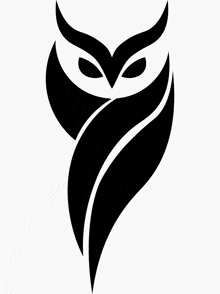 a black and white silhouette of an owl on a white background .