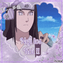 a picture of a man with long hair and the words neji wo kai