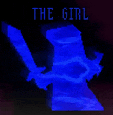 a pixel art of a sword with the words the girl written above it