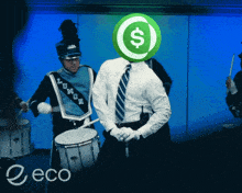 a man with a dollar sign on his head