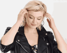 Fixing Hair Fix GIF - Fixing Hair Fix Leather Jacket GIFs