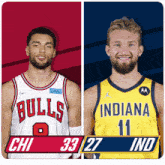 two basketball players one from the bulls and the other from the indiana team