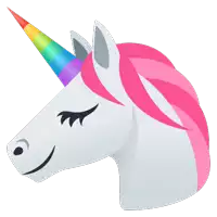 a unicorn with a rainbow horn and pink hair