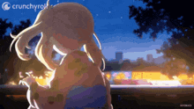 a crunchyroll advertisement with a girl in a kimono
