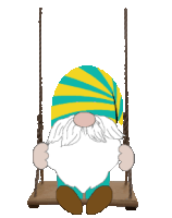 Animated Gnome On Swing Swinging Gnome Sticker
