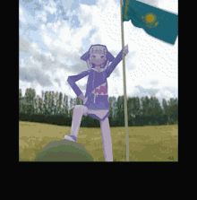 gawr gura gura kazakhstan flag 3d