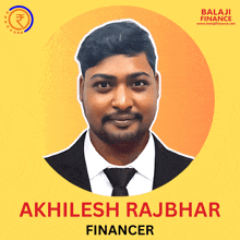 a man in a suit and tie with the name akhilesh rajbhar on the bottom