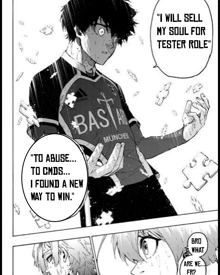 a man is holding a piece of puzzle in his hands while talking about selling his soul for a tester role .