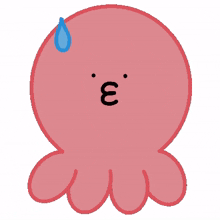pink cute funny octopus think