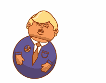 a cartoon drawing of donald trump in a blue shirt and tie