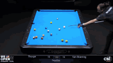 a man is playing pool on a diamond table