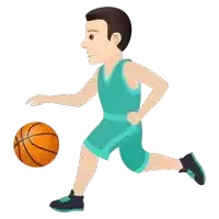 a cartoon illustration of a basketball player dribbling a ball