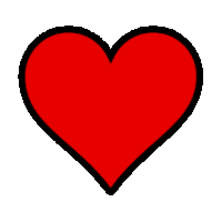 a red heart with a black outline and a white background