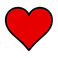 a red heart with a black outline and a white background