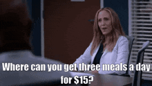 Greys Anatomy Teddy Altman GIF - Greys Anatomy Teddy Altman Where Can You Get Three Meals A Day For 15 Dollars GIFs