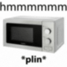 a picture of a microwave with the words " plin " written on it