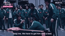 a group of people are playing squid game 3 behind the scenes