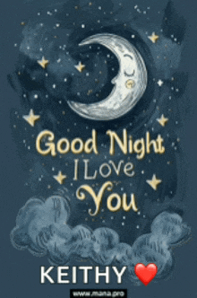 a poster that says good night i love you keithy on it