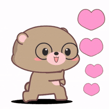 baby bear brown blushed sending love heart