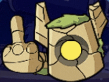 a cartoon character is giving a peace sign with his hand .