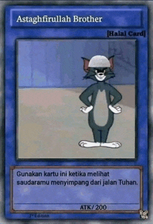 a card that says astaghfirullah brother has a picture of tom and jerry on it