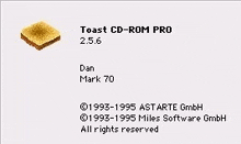 a picture of a piece of toast with the words toast cd-rom pro written on it