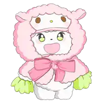 a cartoon drawing of a sheep with a pink cape