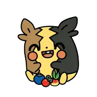 a cartoon drawing of a dog eating fruit with the word chomp below it
