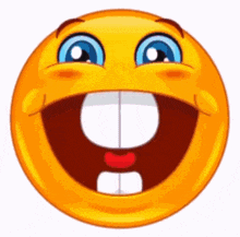 a cartoon smiley face with big teeth and a big smile on it .