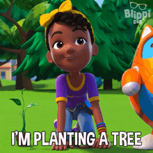 I'M Planting A Tree Meekah GIF - I'M Planting A Tree Meekah Blippi Wonders - Educational Cartoons For Kids GIFs