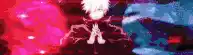 a blurry picture of a person with a red and blue background