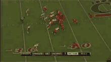a football game between syracuse and cincinnati with the score 10 to 7