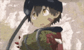 a cartoon character with a backpack on his back looks at the camera