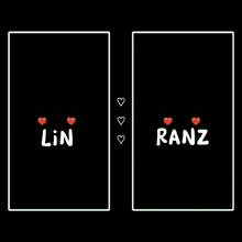 a picture of a man and a woman with the words lin love ran