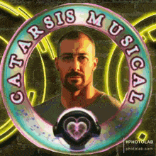 a picture of a man in a circle that says " garsis musical " on it