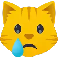 a cartoon cat with a tear coming out of its eye