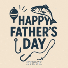 a poster that says happy father 's day with a fishing hook and a fish