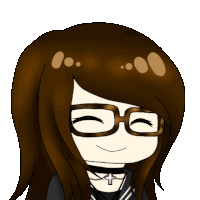 a cartoon of a girl wearing glasses and a choker with a cross on her neck