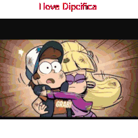 a cartoon of dipper from gravity falls hugging a girl with the caption i love dipcifica