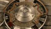 a close up of a clock on a wooden table