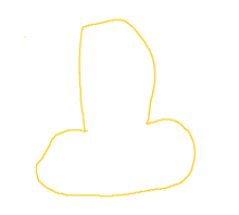 a yellow line drawn on a white background