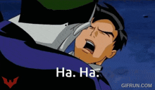 a cartoon of batman and the joker with the words ha ha on the bottom right