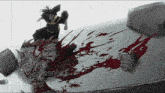 a drawing of a man standing on a bloody floor with a watermark that says ' nsnxd '