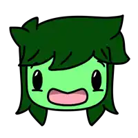 a cartoon of a person with green hair and a pink tongue