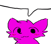 a drawing of a pink cat with a speech bubble