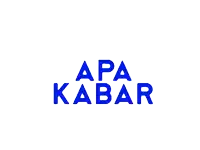 a white background with blue text that says apa kabar