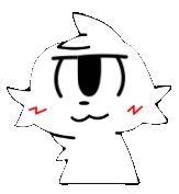 a black and white drawing of a cartoon character with a funny face and red cheeks .